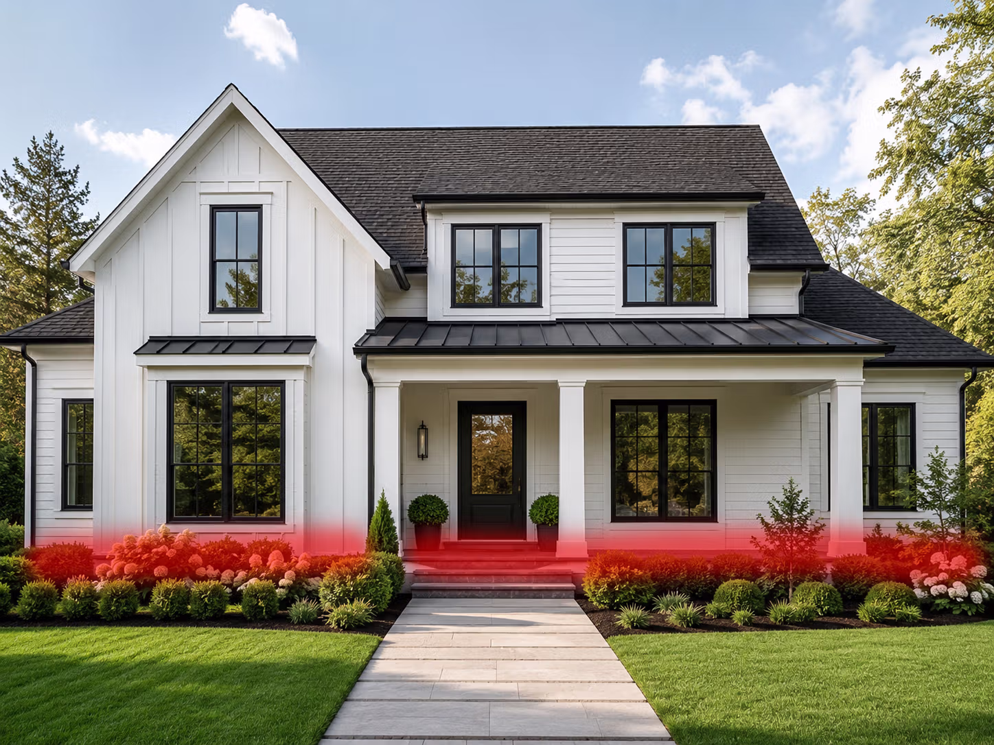 Home exterior showing Blue Beetle pest protection treatment areas